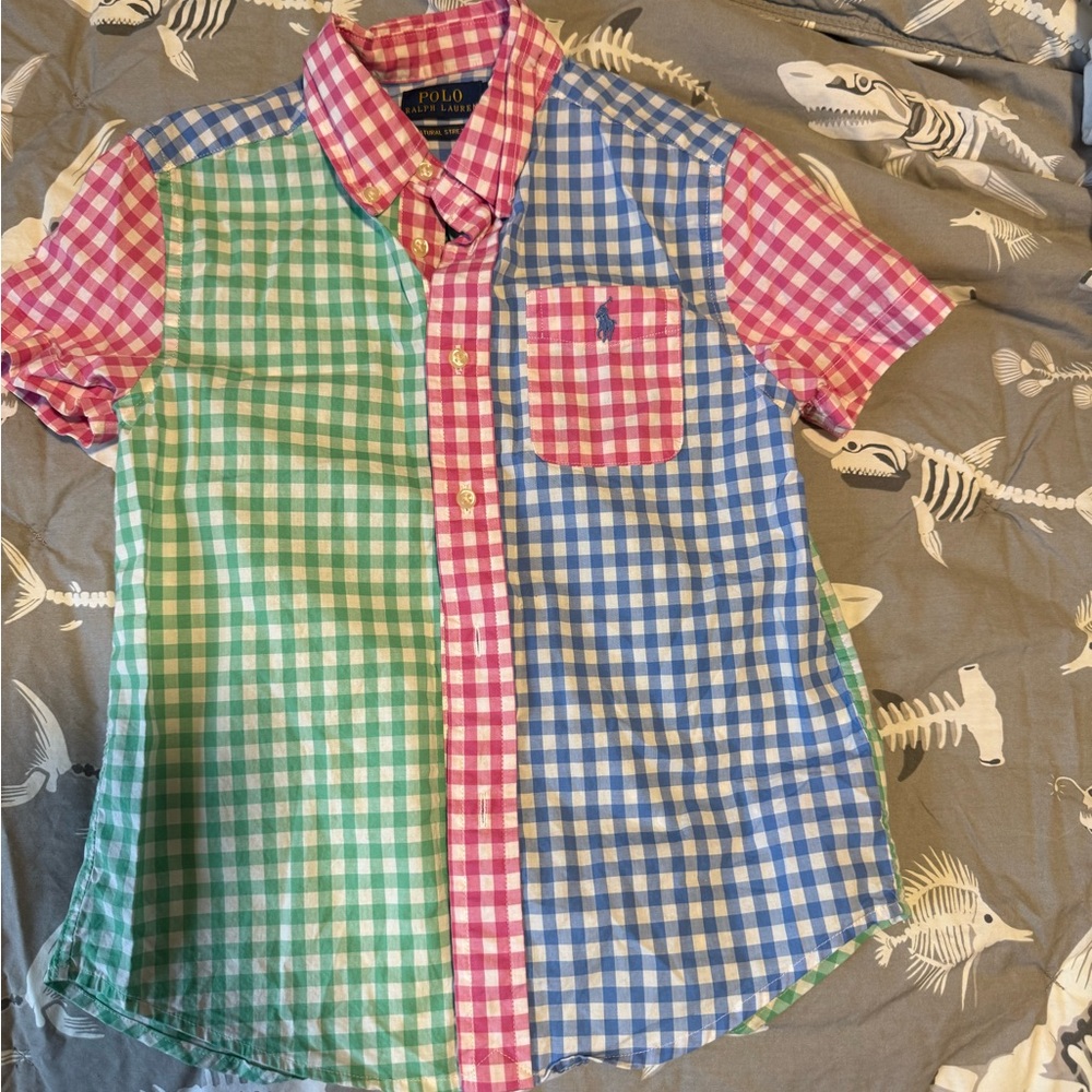 Polo by Ralph Lauren Kids Pink, Green, and Blue Checkered Shirt